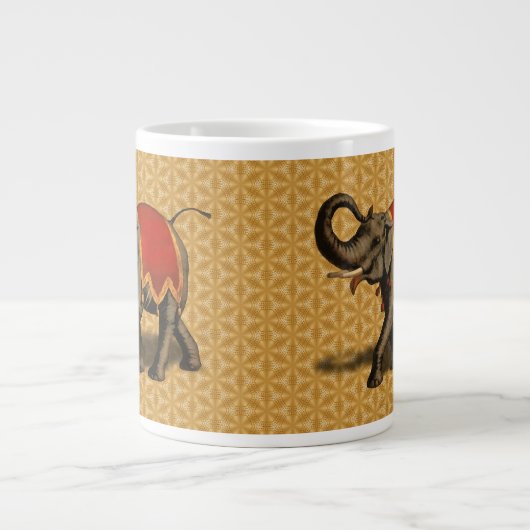 Stoff des indischen Elefant-w/Red Jumbo-Tasse (Vorderseite)