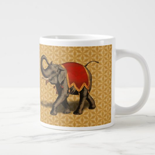 Stoff des indischen Elefant-w/Red Jumbo-Tasse (Rechts)