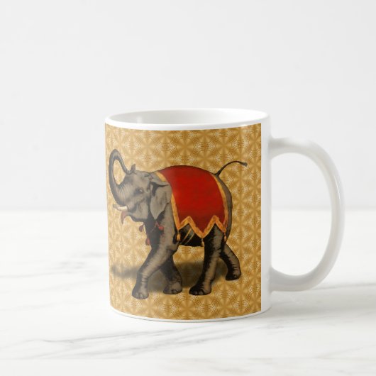 Stoff des indischen Elefant-w/Red Kaffeetasse (Rechts)
