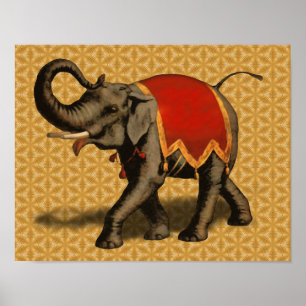 Stoff des indischen Elefant-w/Red Poster