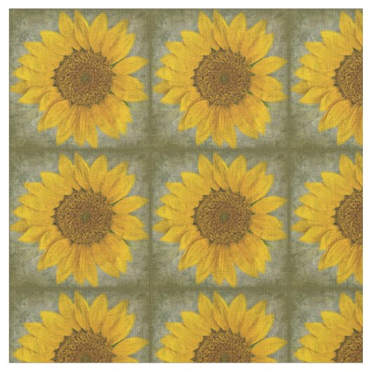 Stoff mit altem Sonnenblumenmuster (Nahaufnahme)