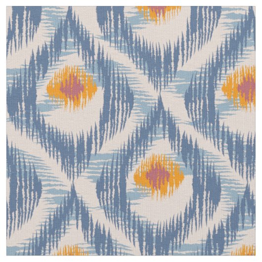Stoff mit blauem Ikat-Muster (Nahaufnahme)