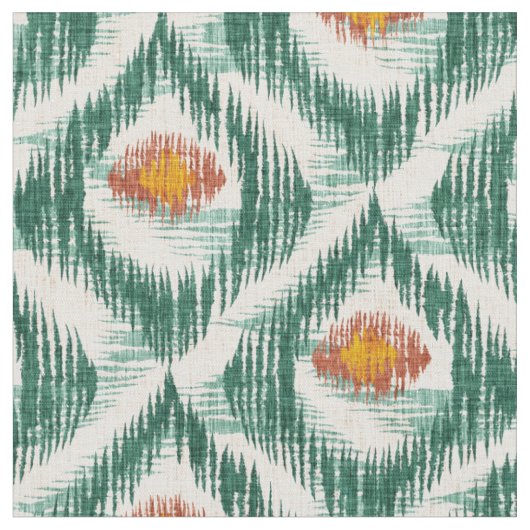 Stoff mit grünem Ikat-Muster (Nahaufnahme)