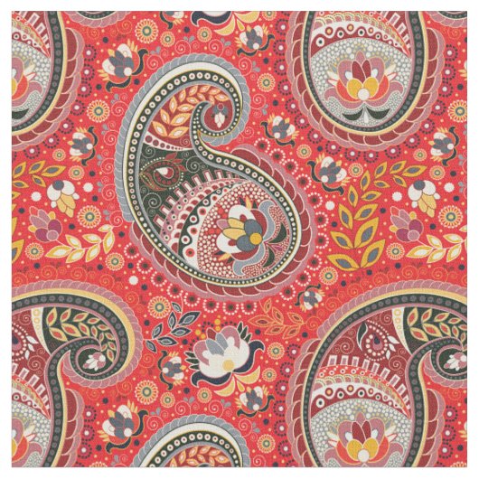 Stoff - rotes Paisleymuster (Nahaufnahme)
