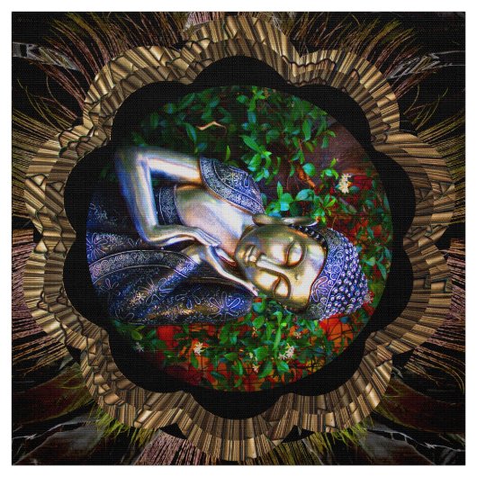 Stoff | Silver Sleeping Buddha Collage (Muster)