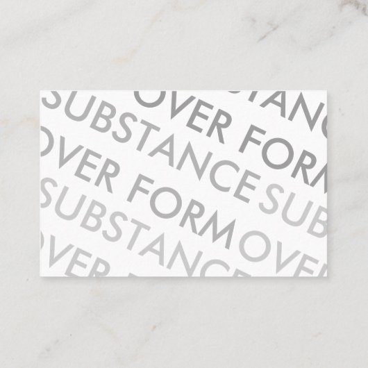 "Stoff über Form" Visitenkarte (Rückseite)