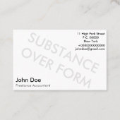 "Stoff über Form" Visitenkarte (Vorderseite)