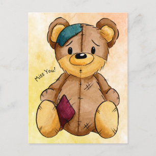 Stoffbär-Vermisse-Dich-Postkarte Postkarte