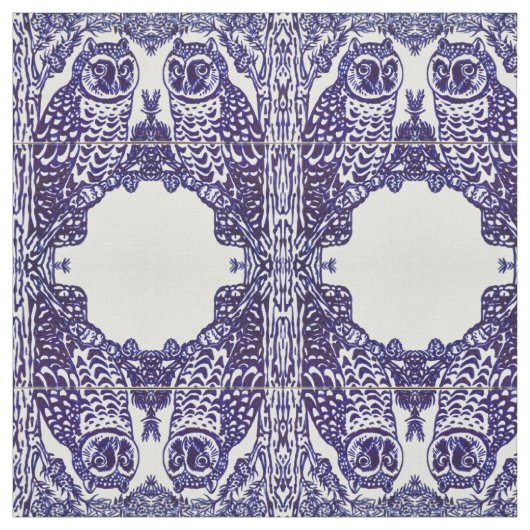 Stoffe aus blau-weißem Owl Tile (Muster)