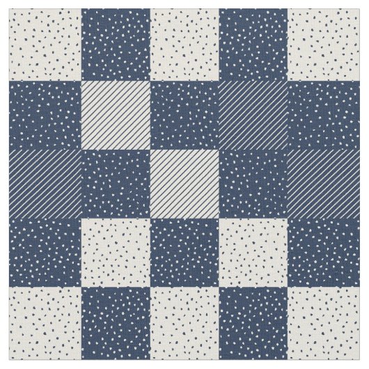 Stoffe - Crazy Buffalo Karo in Blau und Creme (Nahaufnahme)