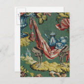 Stoffe mit einem Schokoladenkopf und einem Teekess Postkarte (Vorne/Hinten)