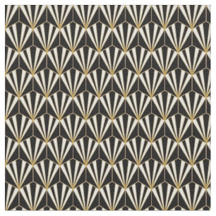 Stoffe - Schwarz-weißes Gold Art Deco