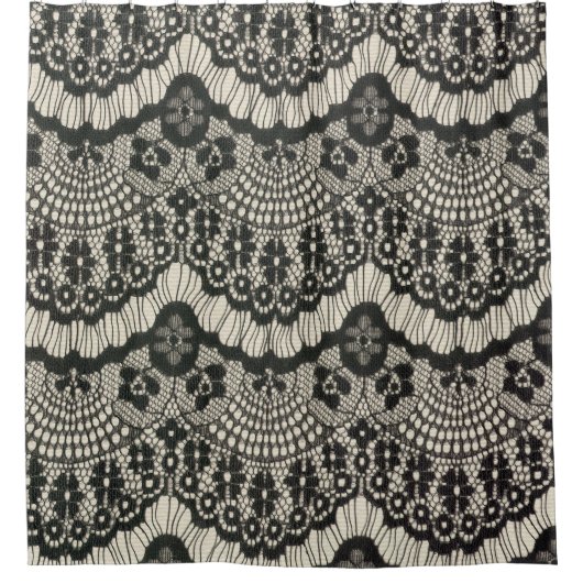Stoffe Spitzen-Ornament auf Weiß. Duschvorhang (Vorderseite)