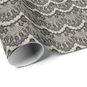 Stoffe Spitzen-Ornament auf Weiß. Geschenkpapier (Rolleneckpunkt)