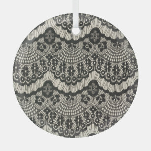 Stoffe Spitzen-Ornament auf Weiß. Ornament Aus Glas