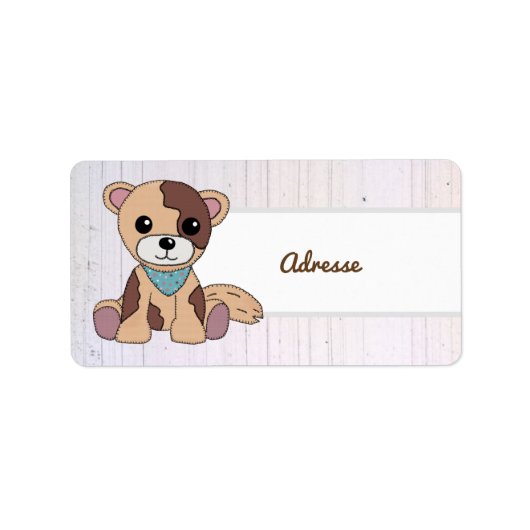 Stoffhund Adressaufkleber (Vorne)