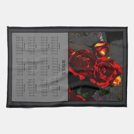 Stoffkalender mit 2015 Gift-Rosen Handtuch (Horizontal)