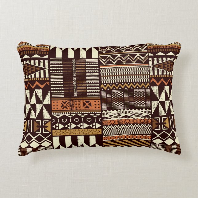 Stoffpatchwork im afrikanischen Stammesstil abstra Dekokissen (Vorderseite)