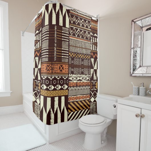 Stoffpatchwork im afrikanischen Stammesstil abstra Duschvorhang (Beispiel)