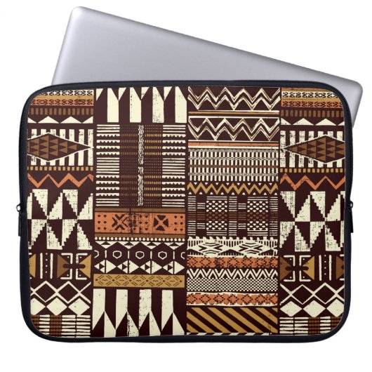 Stoffpatchwork im afrikanischen Stammesstil abstra Laptopschutzhülle (Vorderseite)