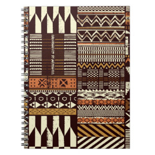 Stoffpatchwork im afrikanischen Stammesstil abstra Notizblock