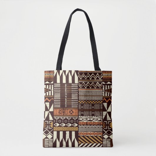 Stoffpatchwork im afrikanischen Stammesstil abstra Tasche (Vorderseite)