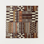Stoffpatchwork im afrikanischen Stammesstil abstra Wandteppich (Vorderseite (Horizontal))