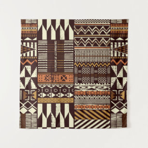 Stoffpatchwork im afrikanischen Stammesstil abstra Wandteppich
