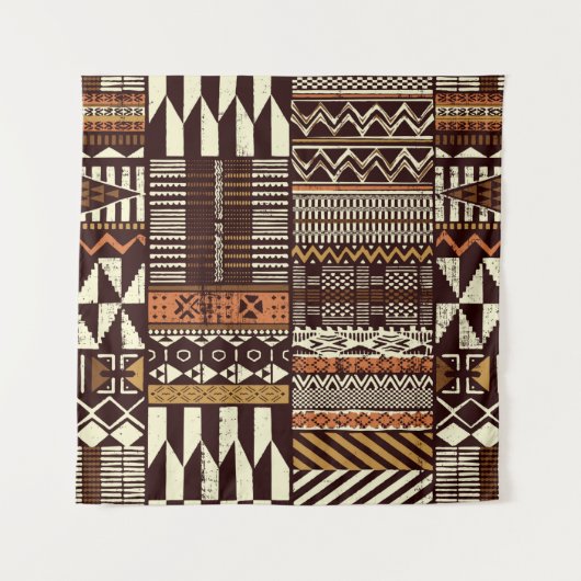 Stoffpatchwork im afrikanischen Stammesstil abstra Wandteppich (Vorderseite)