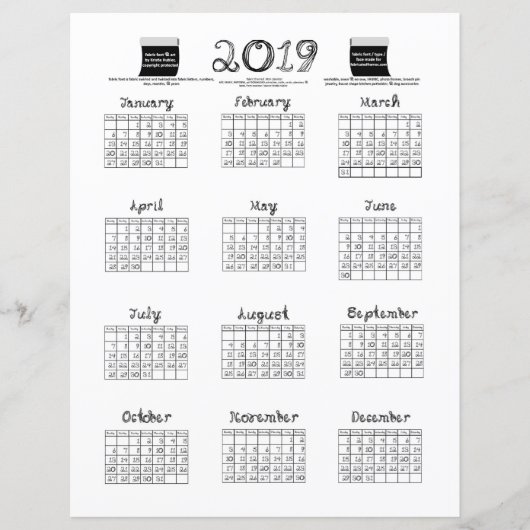 Stoffschrauben des Schriftartes 2019 Schwarz-weiß (Vorderseite)