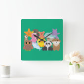 Stofftiere Quadratische Wanduhr (Zuhause)