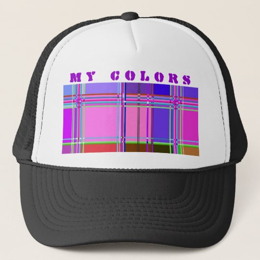 Stofftuchfarben Quadrate Truckerkappe (Vorderseite)