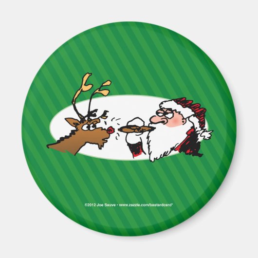 Stogie Santa Funny Cartoon Magnet (Vorne)