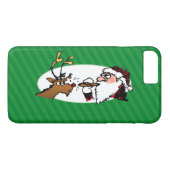 Stogie Santa und Rentier auf grünen Streifen Case-Mate iPhone Hülle (Rückseite (Horizontal))