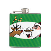 Stogie Smoking Santa Funny Green Strip Weihnachten Flachmann (Vorderseite)