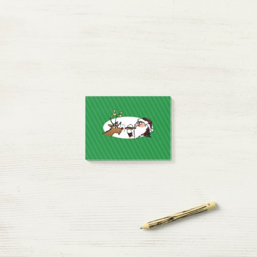 Stogie Smoking Santa Funny Green Strip Weihnachten Post-it Klebezettel (Auf Schreibtisch)