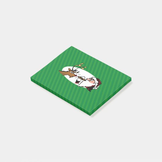 Stogie Smoking Santa Funny Green Strip Weihnachten Post-it Klebezettel (angewinkelt)
