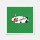 Stogie Smoking Santa Funny Green Strip Weihnachten Serviette (Vorderseite)