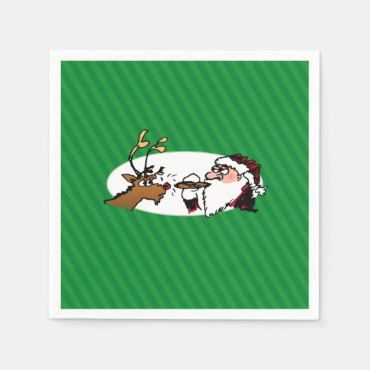 Stogie Smoking Santa Funny Green Strip Weihnachten Serviette (Vorderseite)