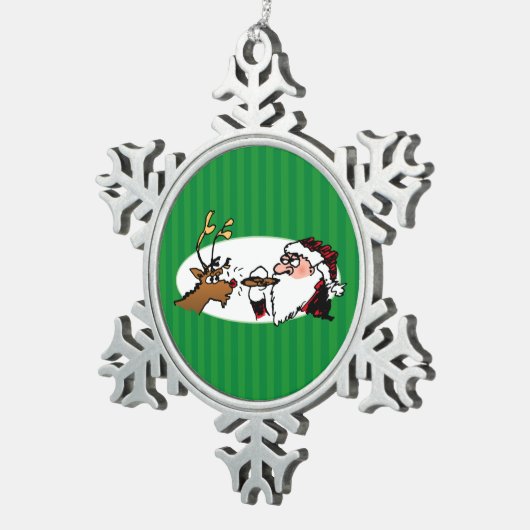 Stogie Smoking Santa Funny Green Striping Ornament (Rechts)