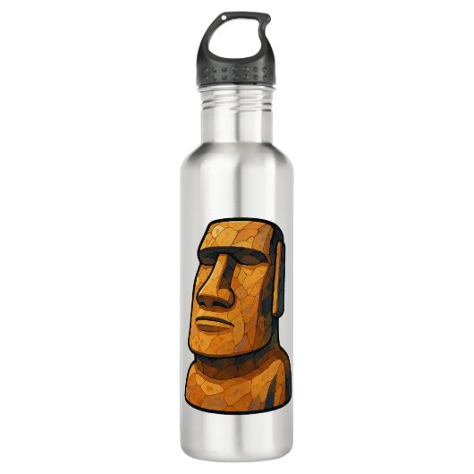 Stoic Moai Ancititude Edelstahlflasche (Vorderseite)