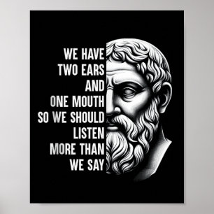 Stoic Philosopher Zeno of Citium Quote Motivationa Poster