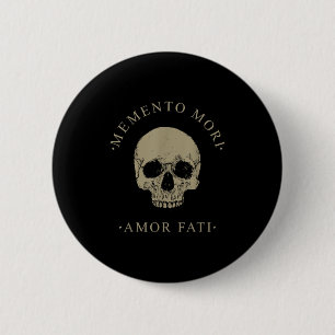 Stoic Philosophy Memento Mori Amor Fati Skull Stoi Button