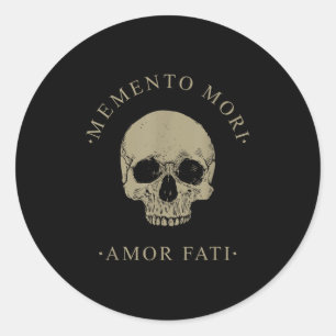 Stoic Philosophy Memento Mori Amor Fati Skull Stoi Runder Aufkleber