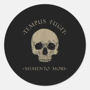 Stoic Philosophy Tempus Fugit Memento Mori Skull S Runder Aufkleber