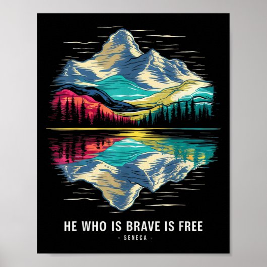 Stoic Seneca Philosoper Zitat Brave Free Stoicismu Poster (Vorne)
