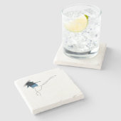 Stoiker Beileid Beileid Geschenk Küstenblauer Iris Steinuntersetzer (Seitenansicht)