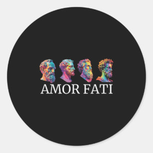 stoische Icons Amor Fati Moderner Stoikismus Griec Runder Aufkleber