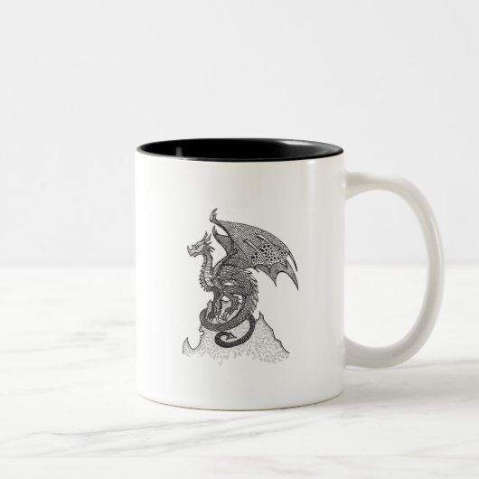 Stoischer Drache Zweifarbige Tasse (Rechts)