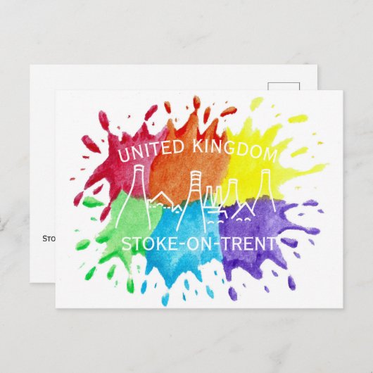 Stoke-on-Trent, Paint Splashes Postkarte (Vorne/Hinten)